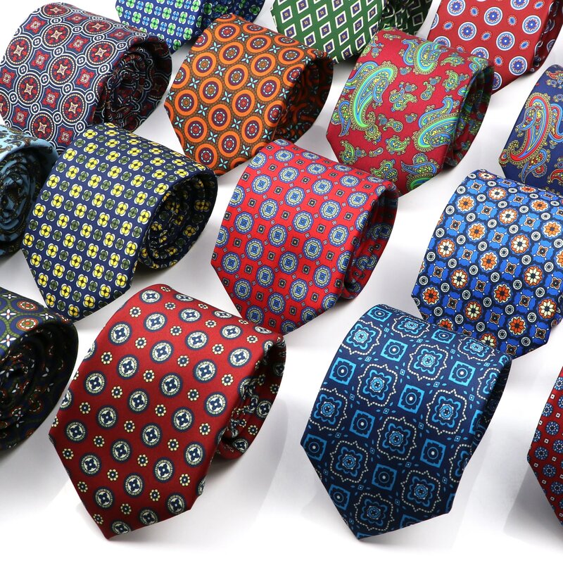 Super miękkie czeski jedwabne krawaty moda męska 7.5cm krawat dla mężczyzn ślub spotkanie biznesowe Gravata kolorowe nowość drukowanie krawat