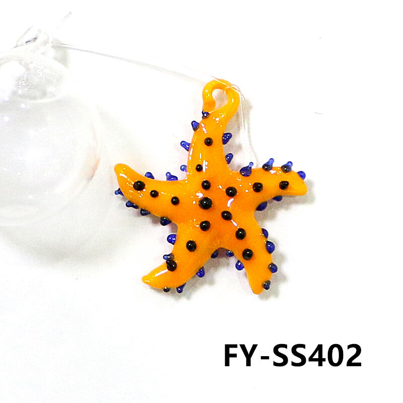 Akcesoria do dekoracji akwarium pływające szklane ozdoby ze zwierząt morskich urocze miniaturowe rozgwiazdy ryby morskie homary krewetki meduzy błazenki figurki wisiorek