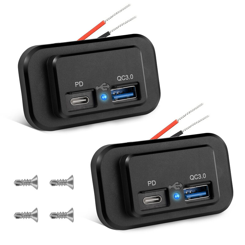 2 Pcs Dual USB Charging Sockets 12 V USB Car Charging Socket 4.8 A Dual Fast Charging Socket Waterproof Car Power Quick Charging