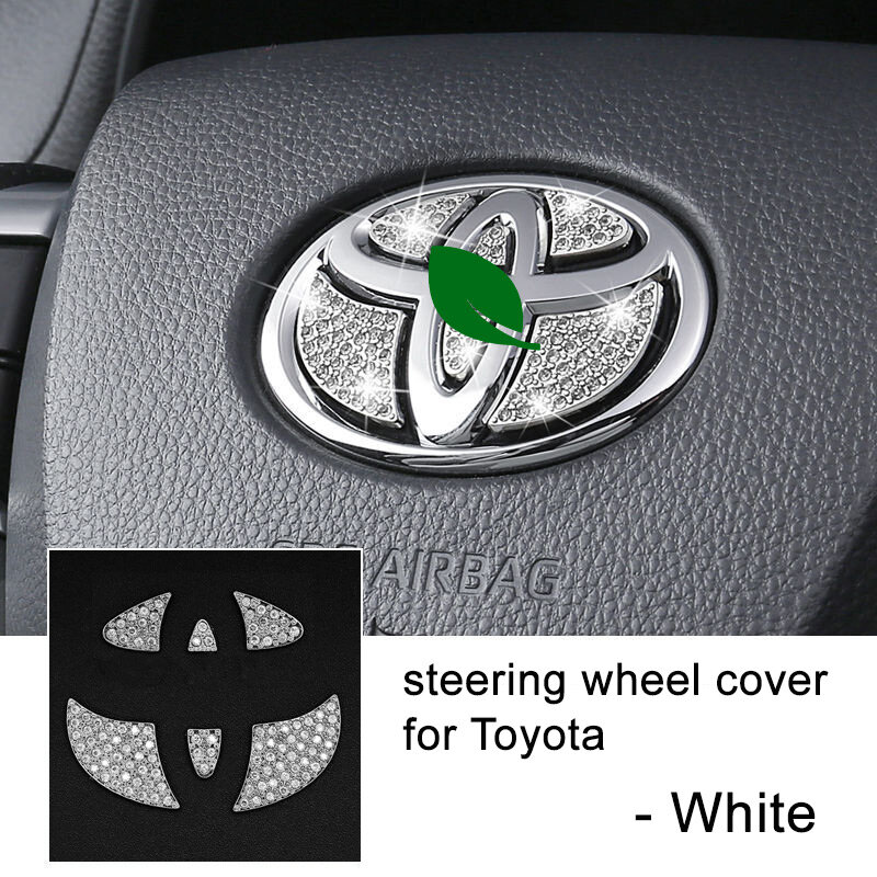 Etiqueta engomada del emblema del volante Bling, calcomanía de cristal, accesorios de decoración para Toyota, Honda, Hyundai