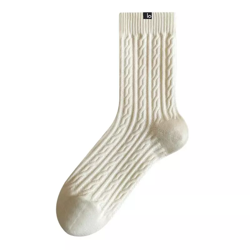 LO YOGA-meias desodorizantes de tubo longo para mulheres, meias grossas de algodão, fio sem costura, quente, padrão de alívio, inverno