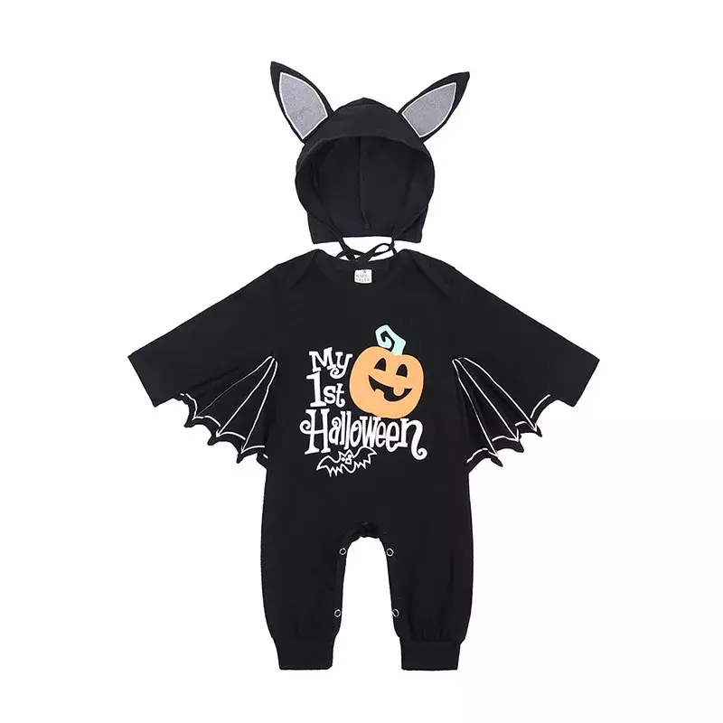 Pierwszy kostium na Halloween czarny nietoperz kombinezon niemowlęcy chłopcy chłopcy Purim Party karnawał przebranie Cosplay do noszenia jako długie lub krótkie
