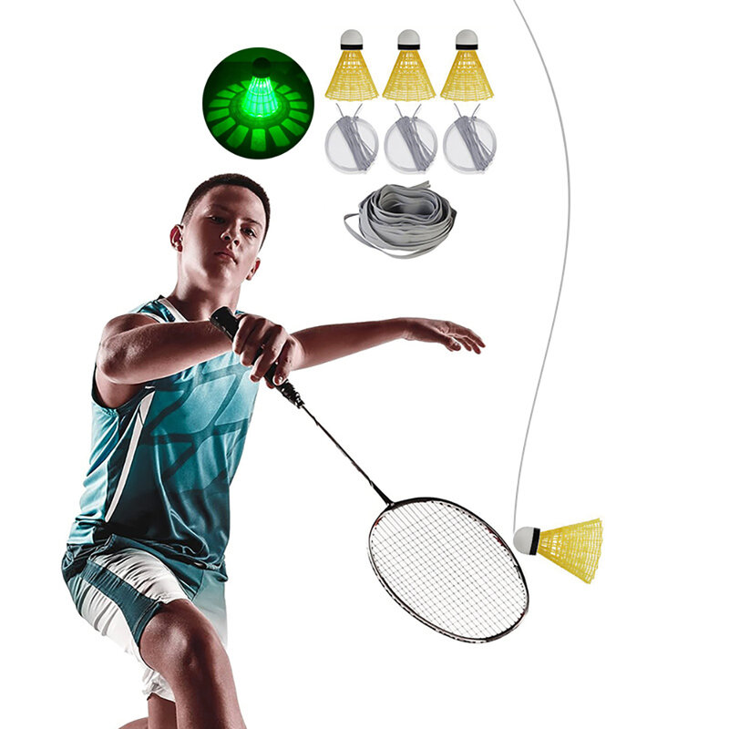 Brilhante Dark Night Glow Badminton Peteca Set para Crianças, Lighting Birdies, Indoor Sports Activities, Grown-ups, 7Pcs