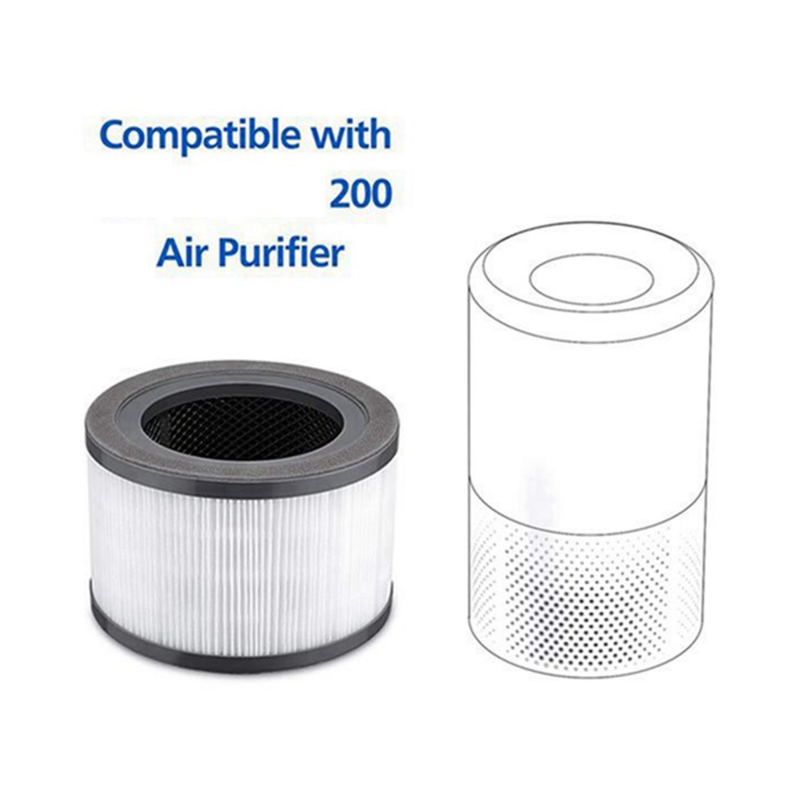 4Pcs Air Purifier Replacement Filter for Vista 200 Air Purifier,3 in 1 Efficiency Activated Carbon HEPA Filter