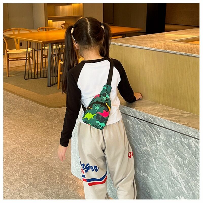 Cartoon Dinosaur Kid marsupio Versatile Cute Zipper Chest Bag borsa da cintura per bambini per ragazza ragazzo