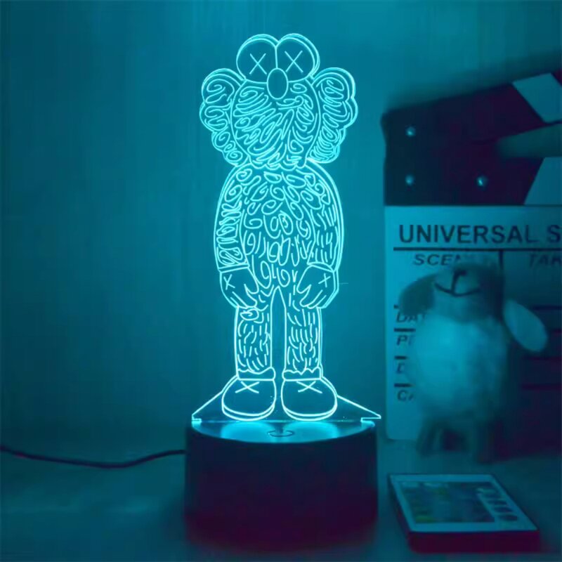 Lampka nocna z niedźwiedziem 3D, gwałtowne światło nocne, akrylowa atmosfera lampa stołowa dla dzieci, dziewczęce prezenty, lampa dekoracja sypialni ochrona oczu