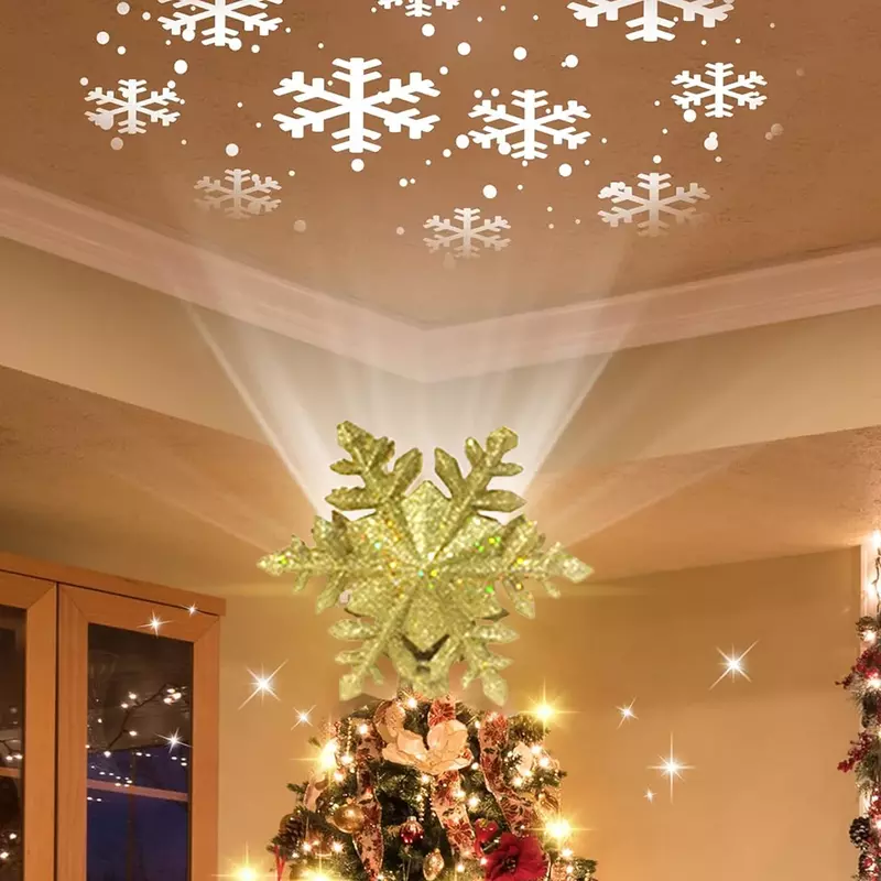 Toppers d'arbre de Noël avec lumières de budgétaire rotatif LED, fil de prise de 2.4m, veilleuse LED pour la décoration de vacances