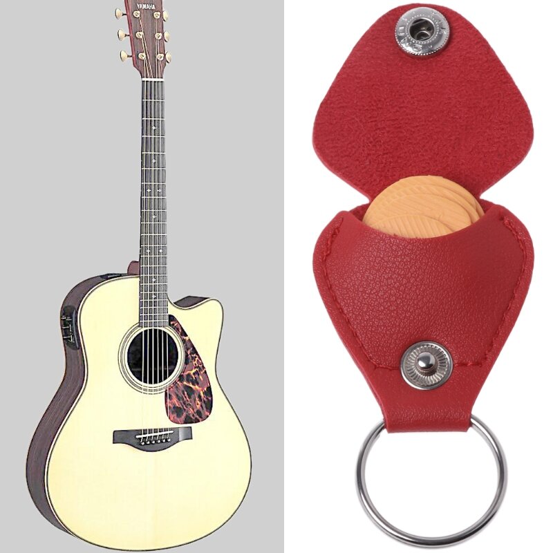 652F Gitarren-Pick-Halter, Schlüsselanhänger, PU-Leder, Gitarren-Picks, Paket, Picks, Aufbewahrung, Gitarren-Plektren, Tasche,