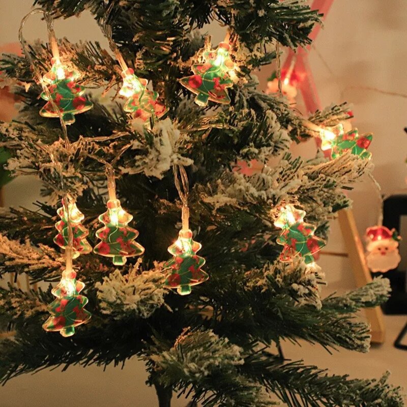 크리스마스 트리 LED 스트링 조명, 산타 눈사람 스타일, DIY 요정 조명 선물, 1.5m, 10 LED, 크리스마스 행잉 램프, 신제품