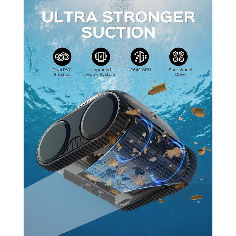 Cordless Robotic Pool Cleaner for In Ground Pools,Pool Vacuum Robot with Upgraded Triple-Motor,Intelligent Route Planning