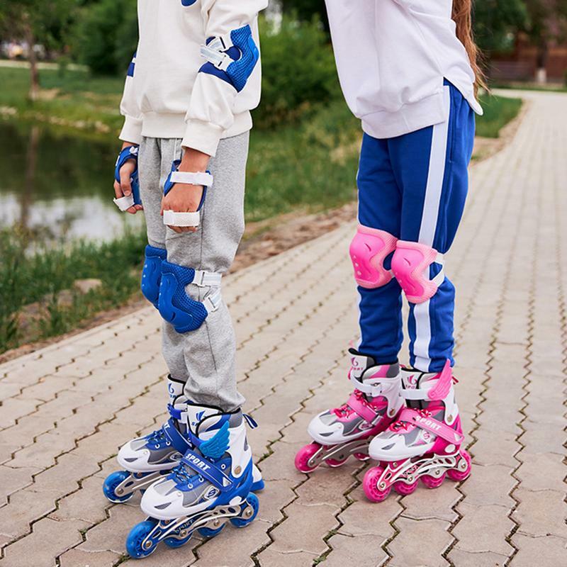 Children Roller Skates Shoes Skating Shoes Kids Single Row Children's Roller Skates Boy's Girl's Size Adjustable 4 Wheels Flash