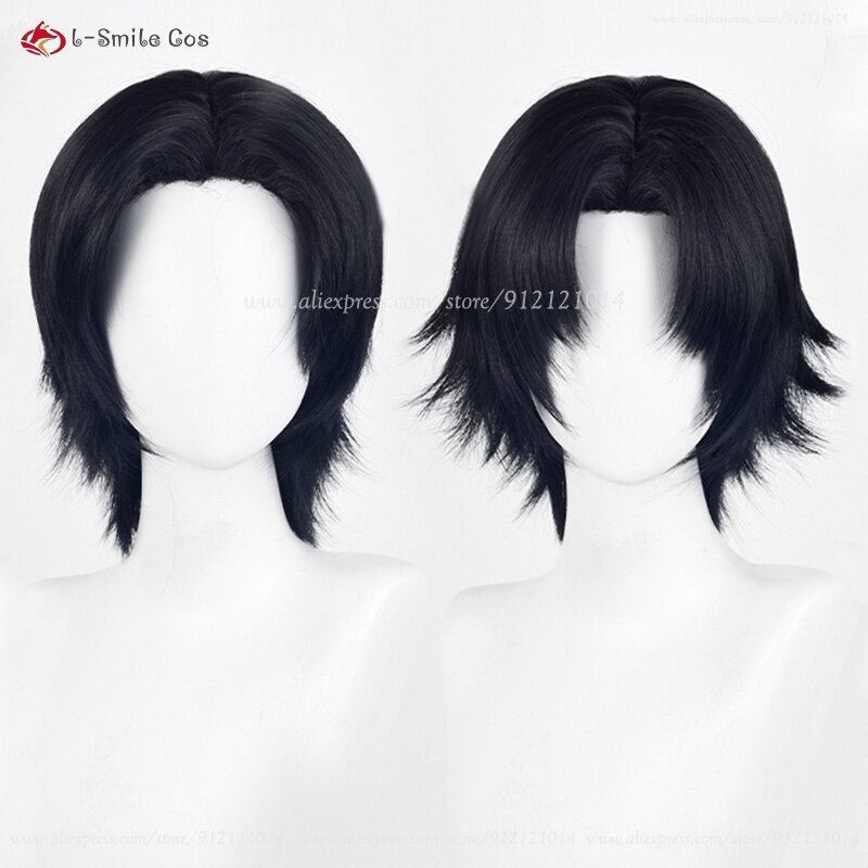 Amine  Chrollo Lucilfer Cosplay Wigs 30cm Black Wig Heat Resistant Synthetic Hair Halloween Party Wigs + Wig Cap