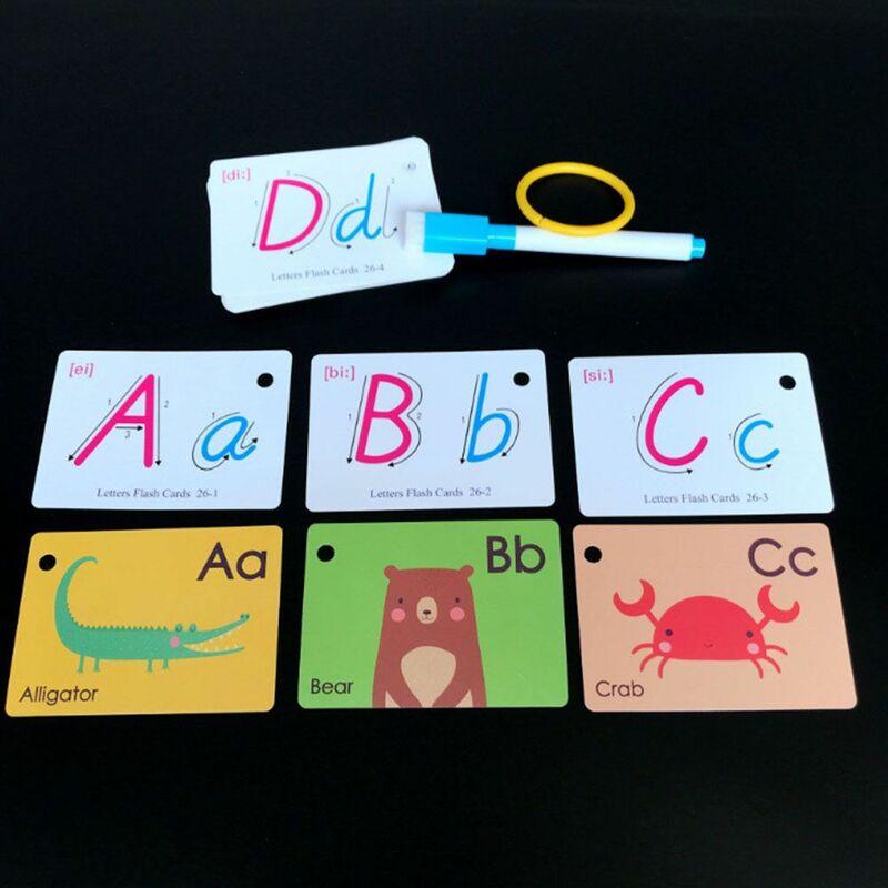 แฟลชการ์ดสำหรับฝึกความจำเด็กอนุบาลรูปสัตว์คณิตศาสตร์ตัวอักษรของเล่นเพื่อการศึกษาหน่วยความจำ