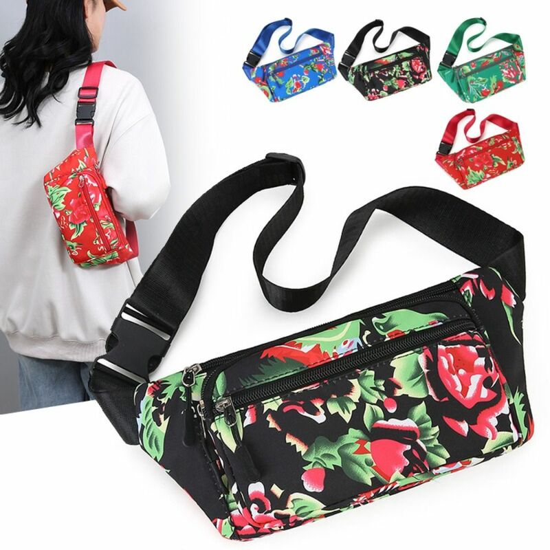 Lightweight Waist Bags Fashion Ethnic Print Multifuntional Chest Bags Waterproof Sports Waist Packs Crossbody Handbags
