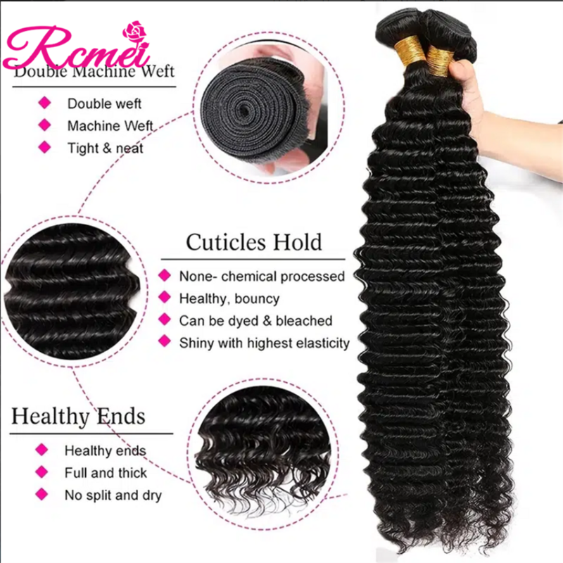 Diepe Golf Bundels 26 32 Inch 100% Menselijk Haar Bundels 10A Braziliaanse Haar Weven Diepe Golf Remy Hair Extensions Voor zwarte Vrouwen