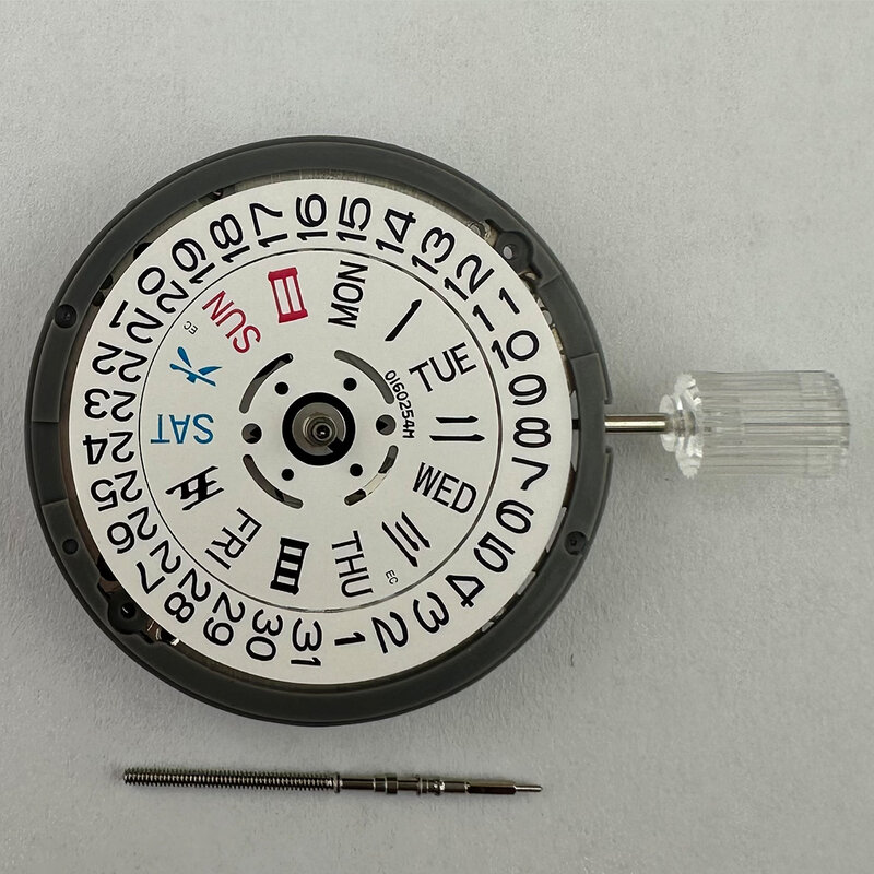 Movimiento mecánico NH36A, calendario blanco de alta precisión en chino e inglés, corona de 3 en punto, piezas de repuesto