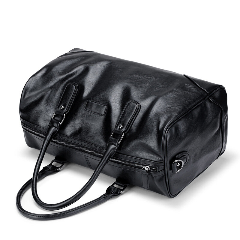 Neue große Kapazität schwarze Männer Reisetasche wochen ende Reisetasche Pu Leder Handtasche Handgepäck Tasche Mann Schulter Fitness-Sporttasche