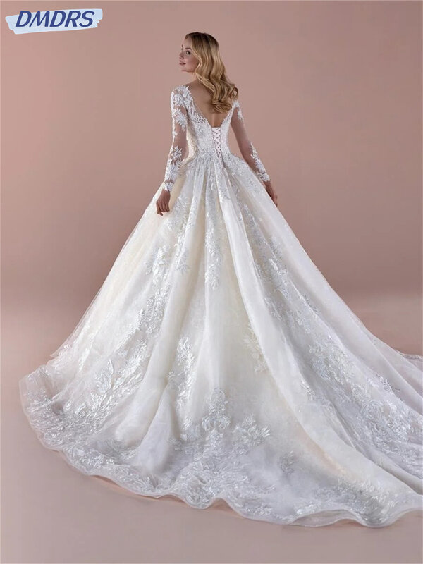 Женское классическое свадебное платье It's yiiya, белое платье трапециевидной формы с V-образным вырезом и длинными рукавами на лето 2024