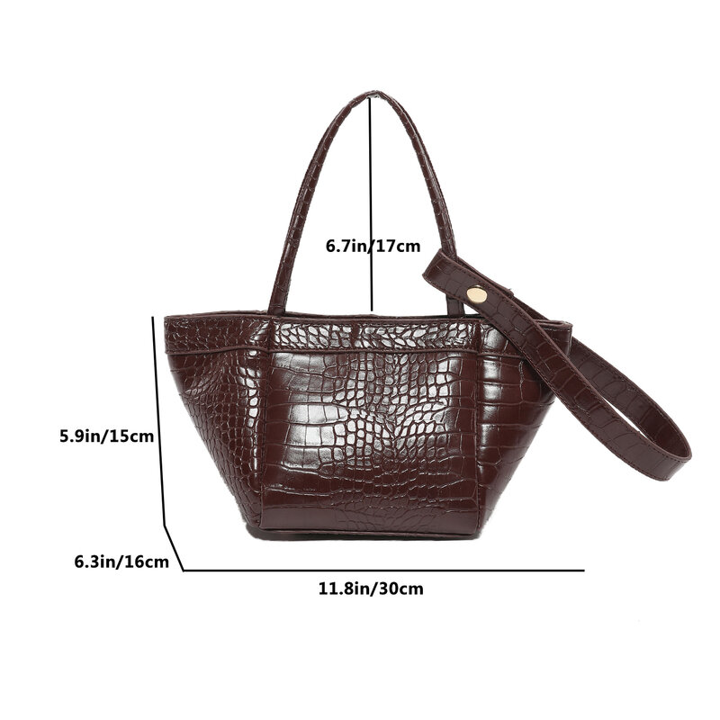 Black Crocodile Padrão Crossbody Bag para Mulheres, Bolsa De Ombro, Bolsa De Balde, Tote, Couro PU, Designer De Marca De Luxo