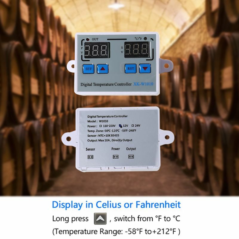 Kontroler temperatury 10A Termostat regulatorem Fahrenheita Celsjusza