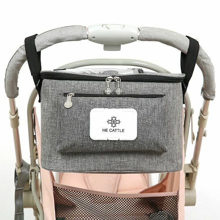 Bolsas organizadoras para cochecito de bebé, bolsa colgante de viaje de gran capacidad, soporte para botella, accesorios para cochecito de bebé, color negro