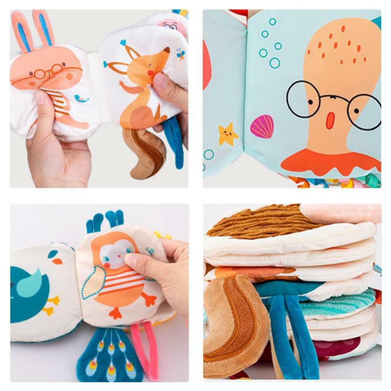 Kids Soft Book Animal Crinkle Sensory Cloth Books Animals Cognize Puzzle Book Washable Rustling Sound Cloth Book Educational Toy