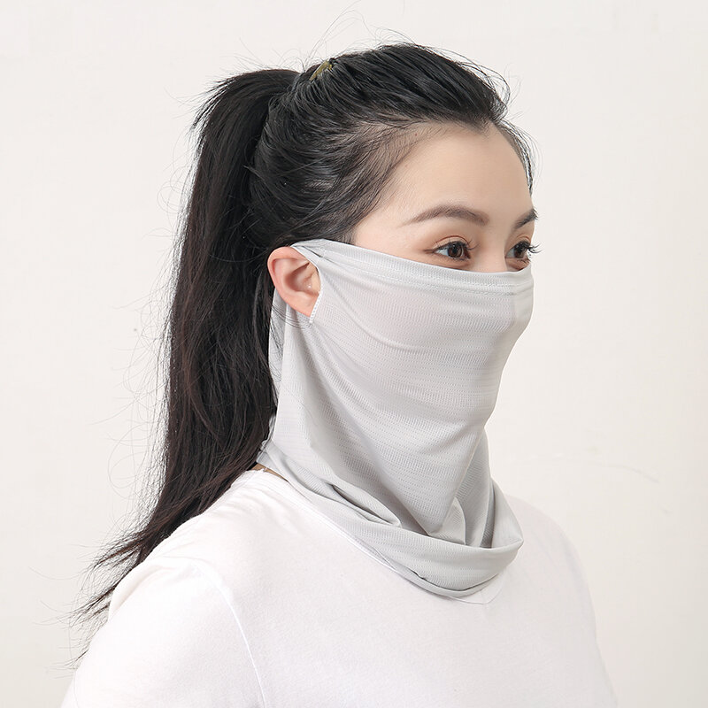 Masker UV pelindung leher, proteksi UV luar ruangan, syal wajah, masker sutra es, pelindung wajah tabir surya, penutup wajah