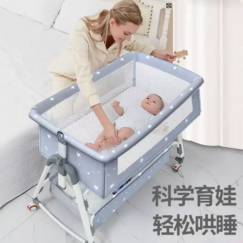Berço portátil para recém-nascido, berço multifuncional, cama de emenda grande, cama dobrável móvel