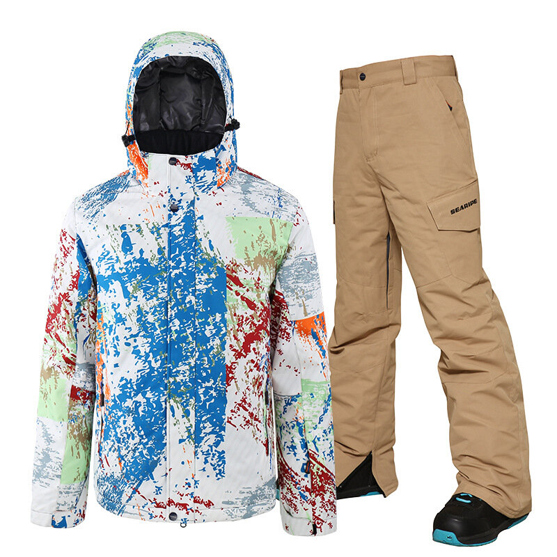 SEARIPE-Conjunto de traje de esquí para hombre, ropa térmica, cortavientos impermeable, chaqueta cálida de invierno, abrigos de Snowboard, pantalones, equipos para exteriores
