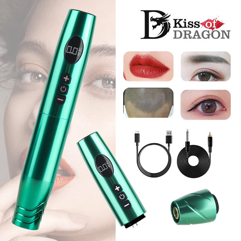 Kiss of Dragon Tatuagem permanente máquina sobrancelha sem fio caneta para maquiagem com modo rotativo Eyeliner Lip Seaming Machines
