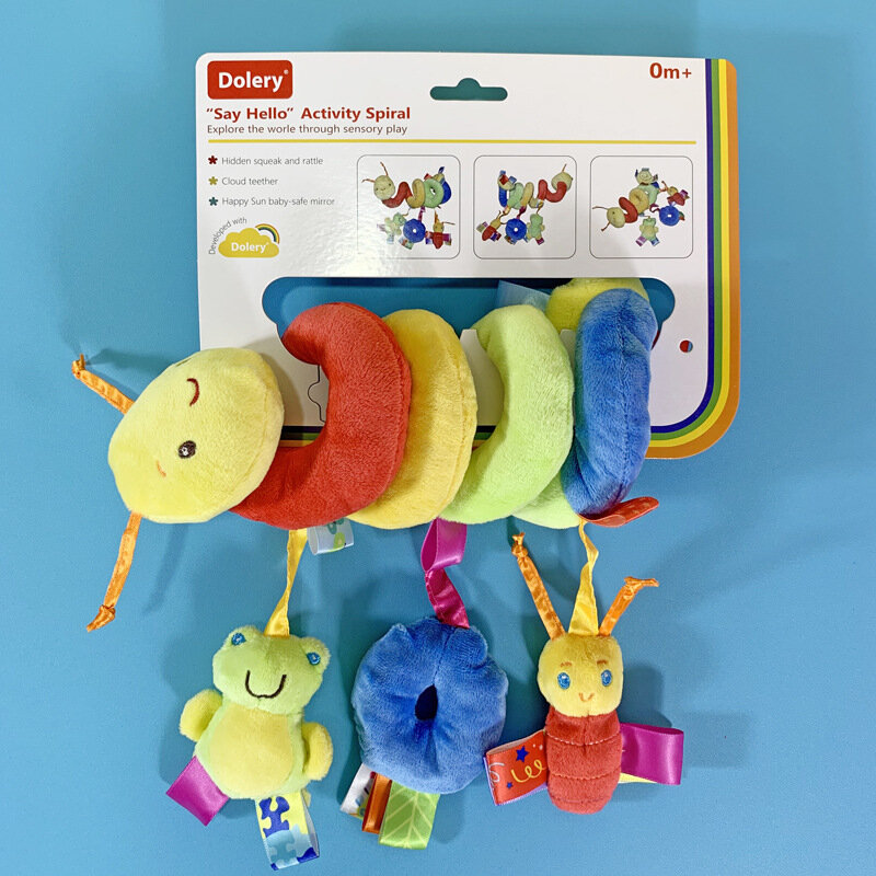 Cama colorida com etiqueta para bebês e crianças pequenas, brinquedos suspensos do conforto do bebê ao redor da cama