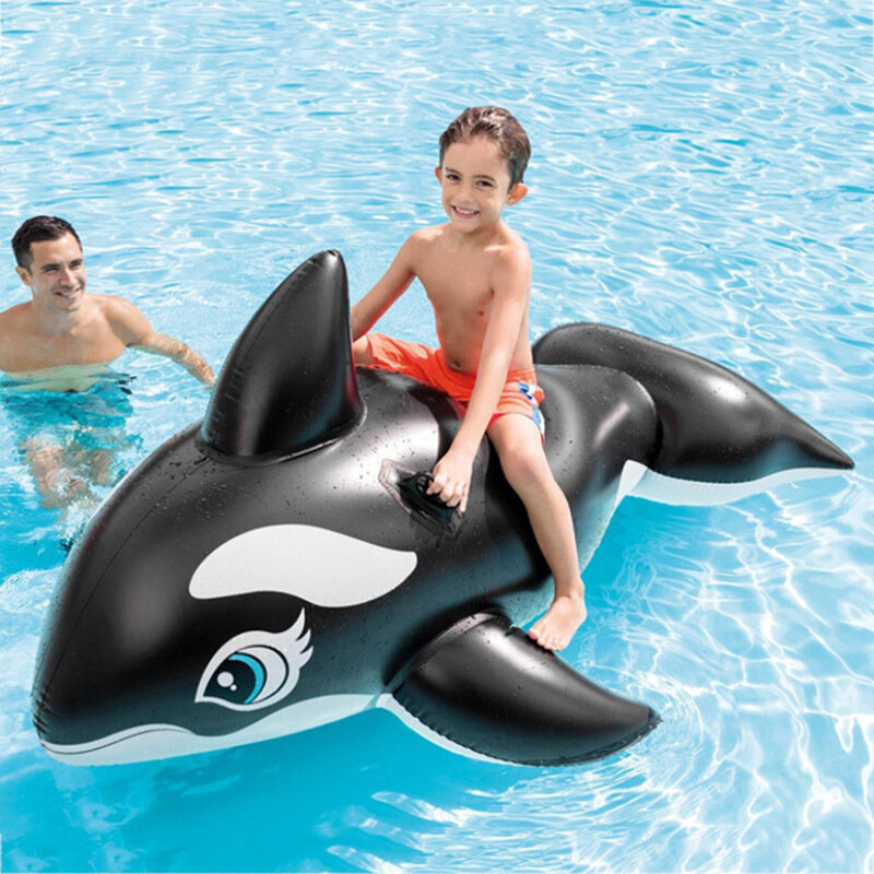 Big Black Whale Mount Inflatable Forehead Child Pool Games Kids Water Play Summer Beach Accessories Floats for Swimming Pools