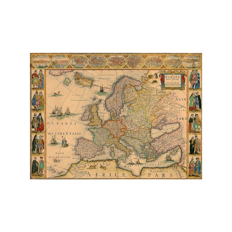 90*60cm Vintage mapa włókniny na płótnie malarstwo ścienne sztuka plakat i druki dekoracyjne zdjęcia salon dekoracji wnętrz