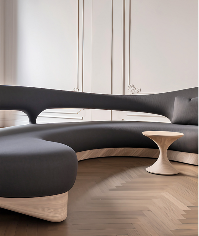 Design Art Holle Gebogen Stof Sofa Italiaanse Stijl Moderne Meubels Internationale Bank