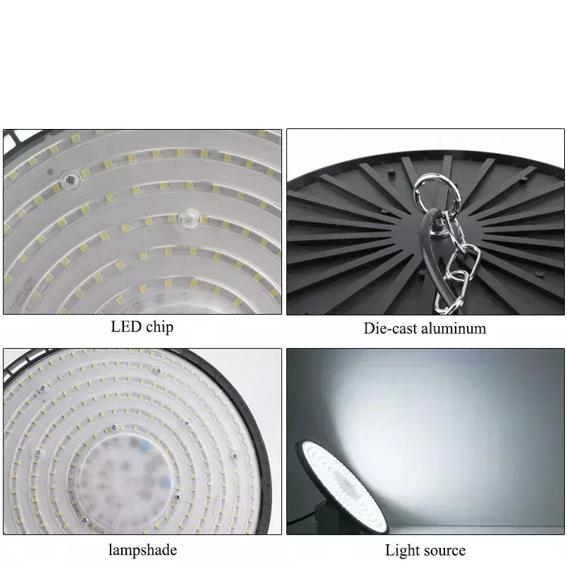 Luces LED UFO superbrillantes para techos altos, lámparas impermeables de 100/150/200W para garaje, taller, mercado Industrial y comercial