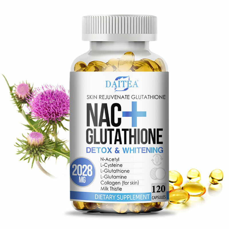 Daitea NAC Supplement - Milk Thistle Glutathione Collagen Capsules - Skin Health & Vitality, Detoxification, Immune Support