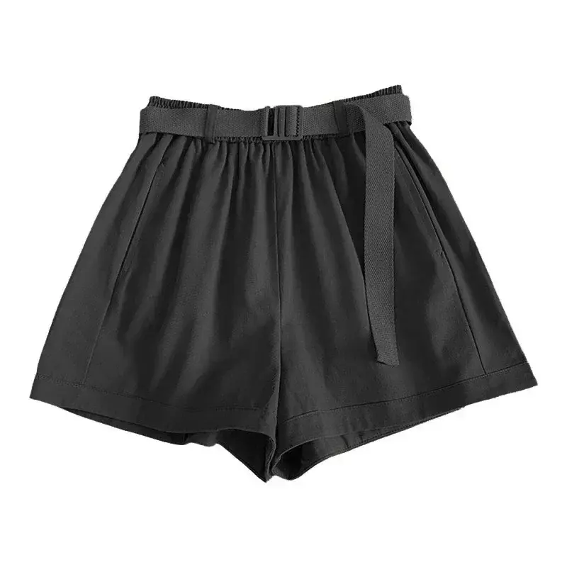Pantalones cortos rectos de cintura alta para mujer, Shorts versátiles de pierna ancha Vintage, moda informal de verano