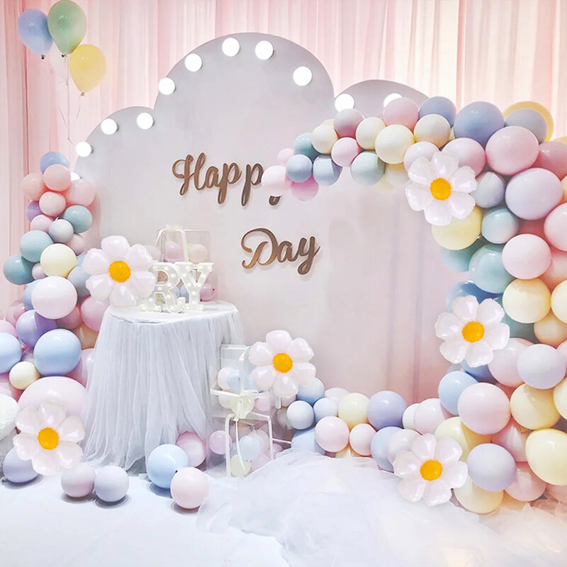 Macaron cukierki kolorowe balony Garland Arch chryzantema z balonów foliowych dziewczyna księżniczka urodziny dekoracja na przyjęcie ślubne Baby Shower