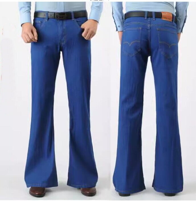 1980s Bell-bottom Trousers,Men Flared Jeans, Vintage Denim Trouser