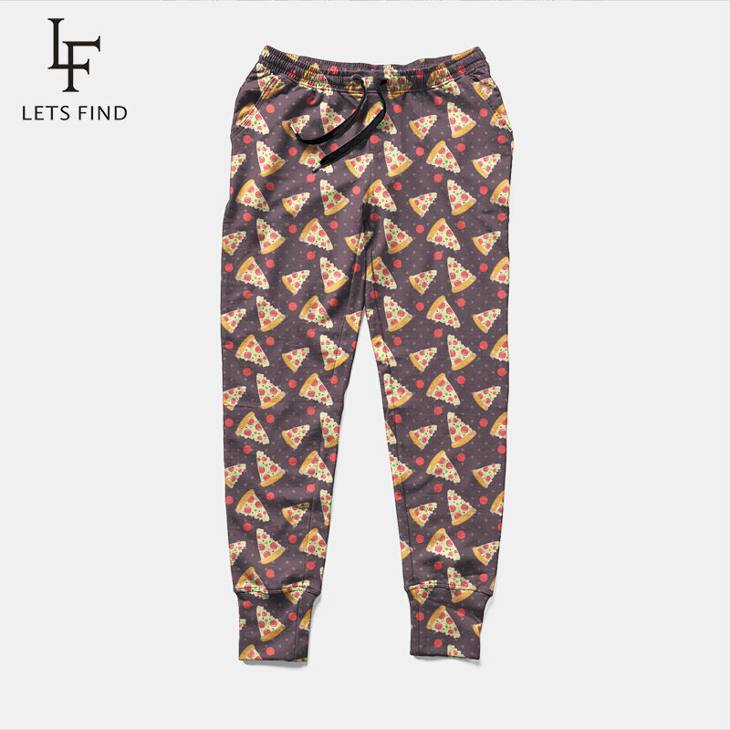 LETSFIND-pantalones de chándal con estampado de Pizza para mujer, ropa de calle informal con cintura elástica y bolsillos, 3D