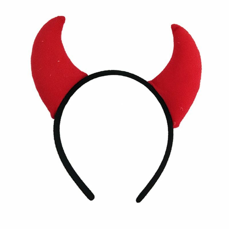 Ikat Kepala Telinga Setan Lucu Ikat Kepala Telinga Tanduk Anak-anak Pesta Halloween Dewasa T8NB