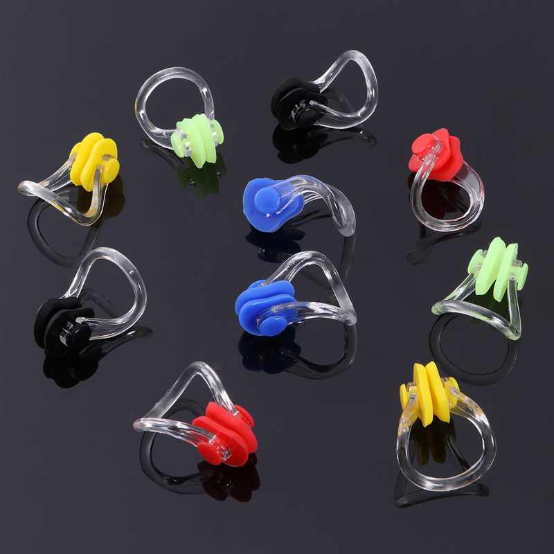 5Pcs Nose Clips Swimmings Anti-slip Portable Practical Waterproof Swimming Silicone Nose Clips Swimmings (Black Red Blue