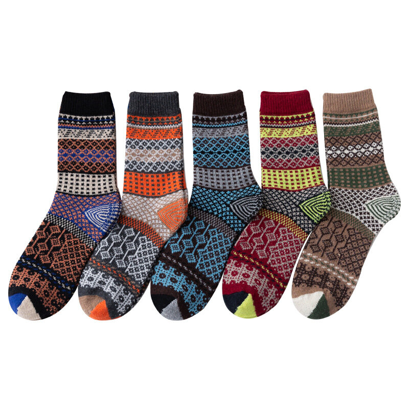 2021 neue Stil Wolle Socken für Frauen Herbst WinterWarmer Ethnische Stil Kaschmir Thermische Verdicken Frauen Casual Socken