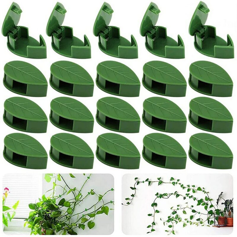 10Pcs Plant Wall Rattan Clamp Self-Adhesive Invisible Support Vines Hook Green Leaf Fixing Snaps Garden Yards Decorations