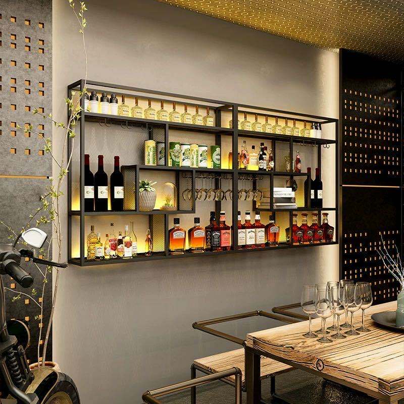 حامل خزانة نبيذ مثبت على الحائط زجاجة ، خزانة بار حديثة للبيع بالتجزئة ، مطعم مقلوب ، أثاث منزلي