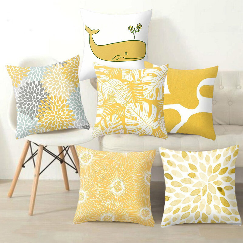 Yellow Cushion Pillowcase Square Pillowcase, Sofa Cushion Cover Home Decor Pillowcase.