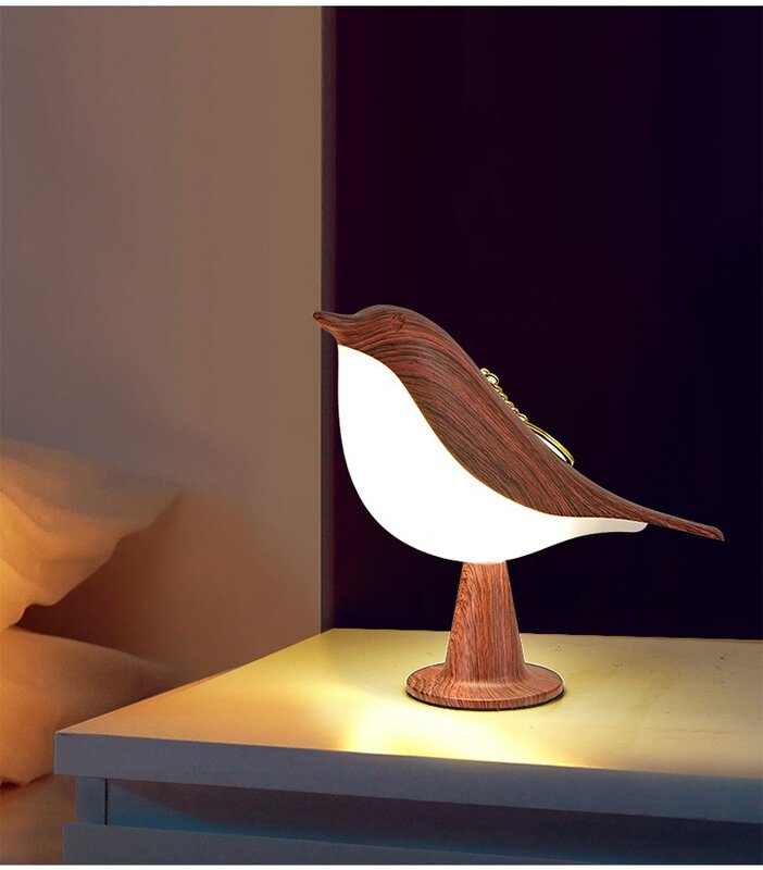 Lampe de chevet créative en forme d'oiseau, 3 couleurs, interrupteur tactile sans fil, luminosité variable, Rechargeable par USB, idéale pour une Table de lecture