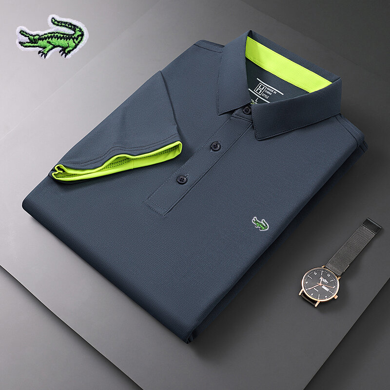 2023 Nieuwe Zomer Merk Geborduurde Polo Shirt Hoge Kwaliteit Mannen Korte Mouw Ademend Top Business Casual Polo-Shirt voor Mannen