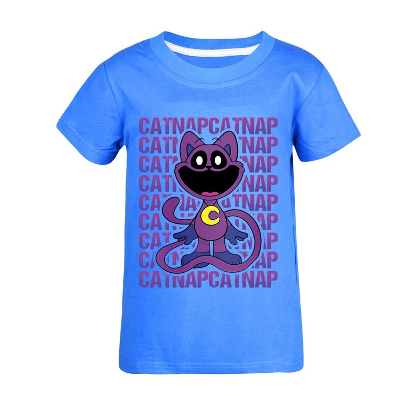 Camiseta de Critters sonrientes para niños, camisetas de manga corta para niñas pequeñas, ropa de Catnap de dibujos animados para bebés, camisetas informales para niños