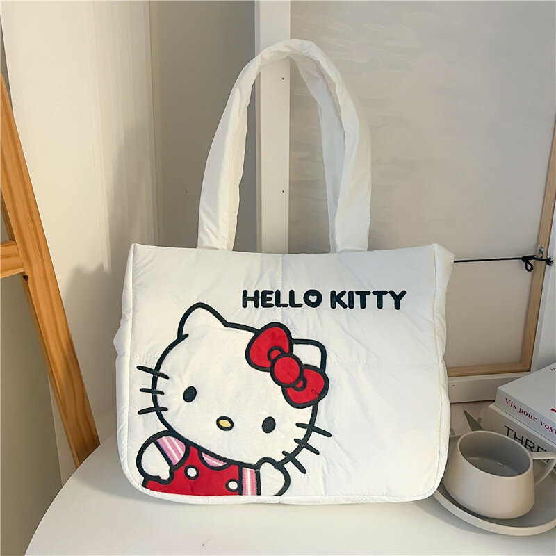 Sanrio Hellokitty сумка мультфильм Милая пуховая ткань Kuromi Tote сумка на плечо Pacha милая сумка для канцелярских принадлежностей большая сумка